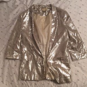 Vintage F21 sequin blazer silver jacket